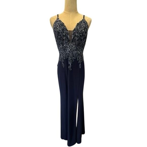 "XSCAPE" Beaded Formal Dress SZ 4 Slit Side Y2K Whimsigoth Fairycore 2000s Prom - Picture 1 of 8